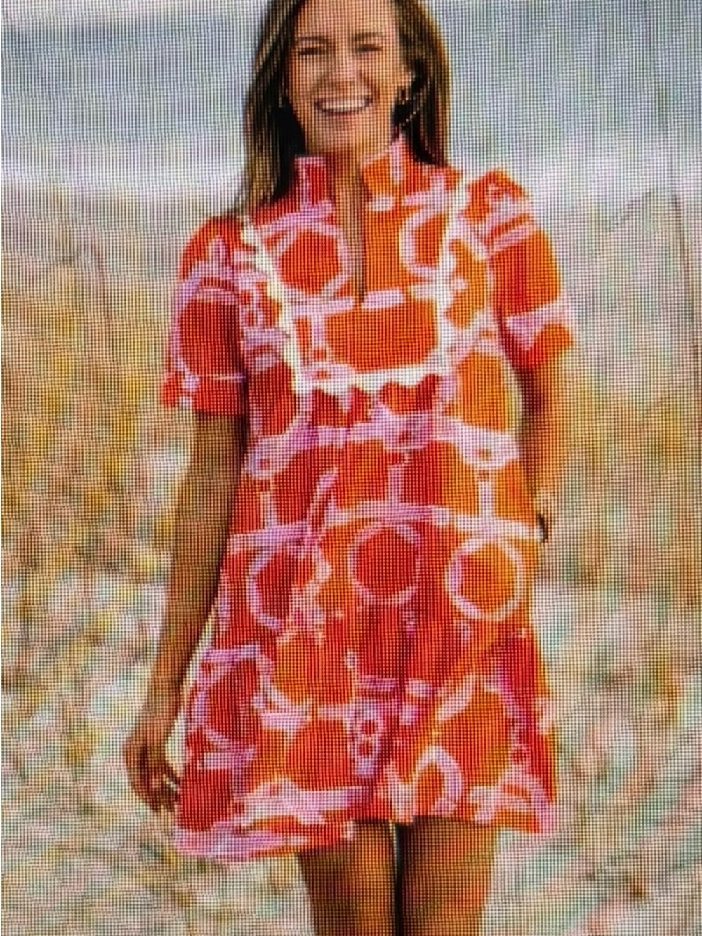 Women's Mini Dress in Vibrant Coral Pink - Lightweight Summer Shift